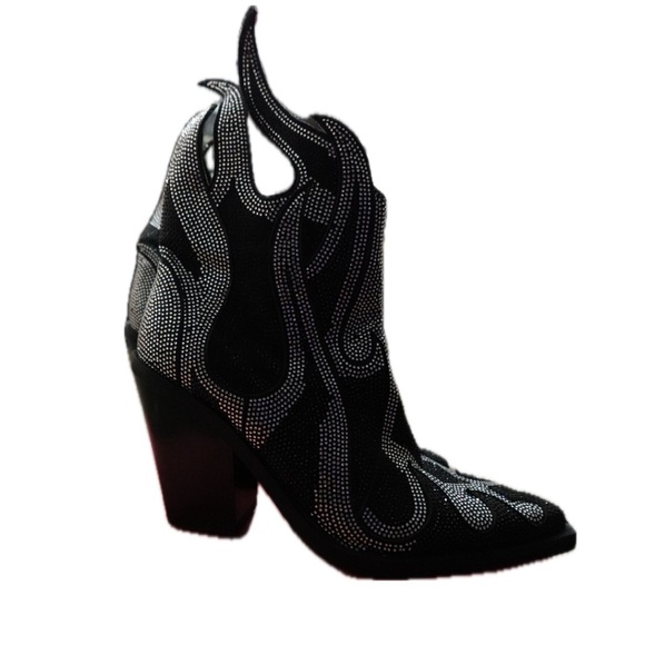 Glamorous Rhinestone Black Western Boots - Picture 11 of 12